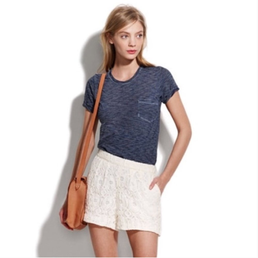 Madewell Hi-Line Indigo Cotton Striped Pocket Tee
